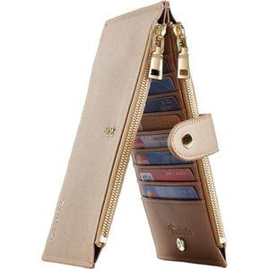 Womens Wallet RFID Blocking Bifold Multi Card Case Wallet with Zipper Pocket